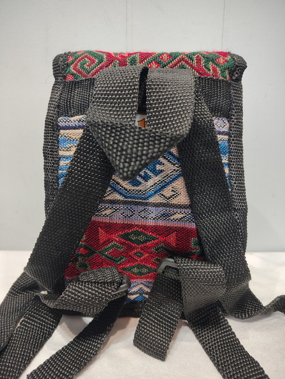 Vintage TET Collection Turkey Woven Tapestry Mini Backpack Geometric Grunge Boho - Picture 6 of 13